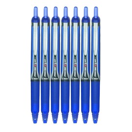 Pilot Precise V5 RT Retractable Rolling Ball Pens, Extra Fine Point (.5mm), Blue Ink, 7-pk; Premium Comfort Grip, Bundle with Plastic Reusable Pouch