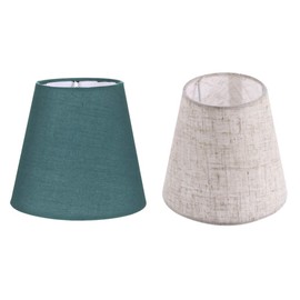 KESYOO Fabric Lampshade, Replacement Lampshade, Shade Only, Fashionable, Decorative Lamp, Atmosphere, Holder Type, Table Lampshade, Green + Linen Color, Set of 2