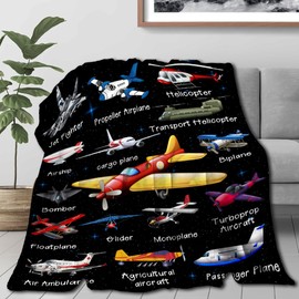Airplane Throw Blanket, Airplane Gifts for Boys Girls Adults, Aircraft Throw, Plush Cozy Lightweight Flannel Quilts for Bedroom Sofa Couch Living Room Decoration, 40"x50" for Kids