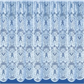 Maple Textiles White Net Curtain, Seychelles Waves Design Lace Curtain, Cut To Width Sold by the Metre (45" (115cm) Drop)