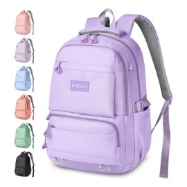 Mochila Escolar Viaje Bolsa Para Laptop 15.6 Inch Antirrobo Mochilas de Mujer IFORU 30L Violeta