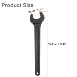 sourcing map 2pcs Single Open Ended Spanner Wrench, 30mm, Thicken Carbon Steel Open End Wrench Tool for for Automotive Repair and Furniture Assembly, Black