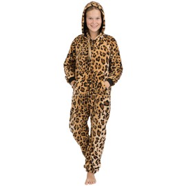 Footed Pajamas - Cheetah Spots Kids Hoodie Footless Chenille One Piece Kids - Small (Fits 4'2-4'5")