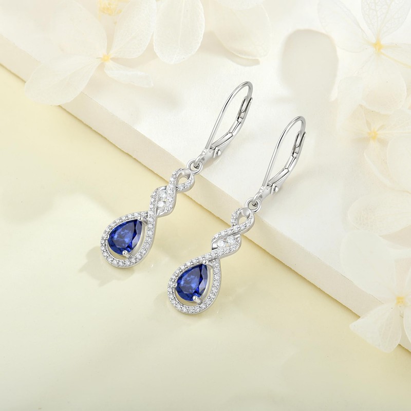 Aprila Infinity Drop Dangle Earrings 925 Sterling Silver Leverback Earrings