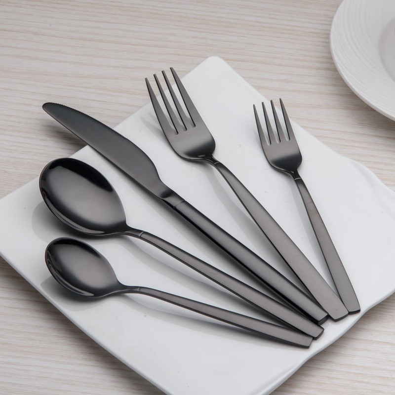 Berglander 20 Piece Titanium Black Plated Stainless Steel Flatware Set,