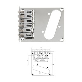 Metallor Guitar Bridge Vintage Style Top Loader Bridge or String Through Body Bridge 6 Saddles Compatible with 6 String Tele Telecaster Style Electric Guitar Parts Accessories Chrome.