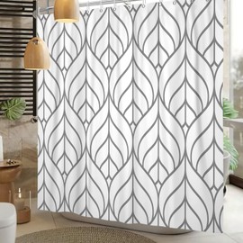 ChloropLastid Grey and White Striped Shower Curtain Modern Grey Minimalist Geometric Lines Neutral Shower Curtain Waterproof Bath Accessories Hotel Style Fabric Shower Curtain 72x72 Inch