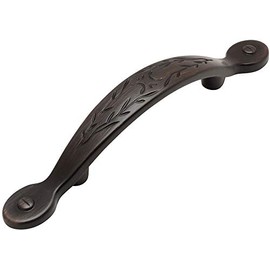 Cosmas 465ORB Oil Rubbed Bronze Leaf Design Cabinet Hardware Handle Pull - 3" Inch (76mm) Hole Centers, 5-3/4" Overall Length
