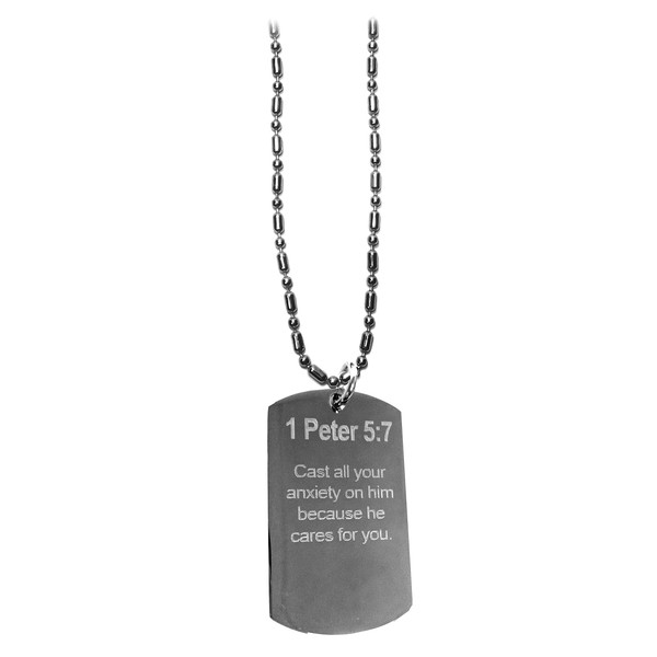 Hat Shark 1 Peter 5:7 Bible Verse - Luggage Metal Chain Necklace Military Dog Tag
