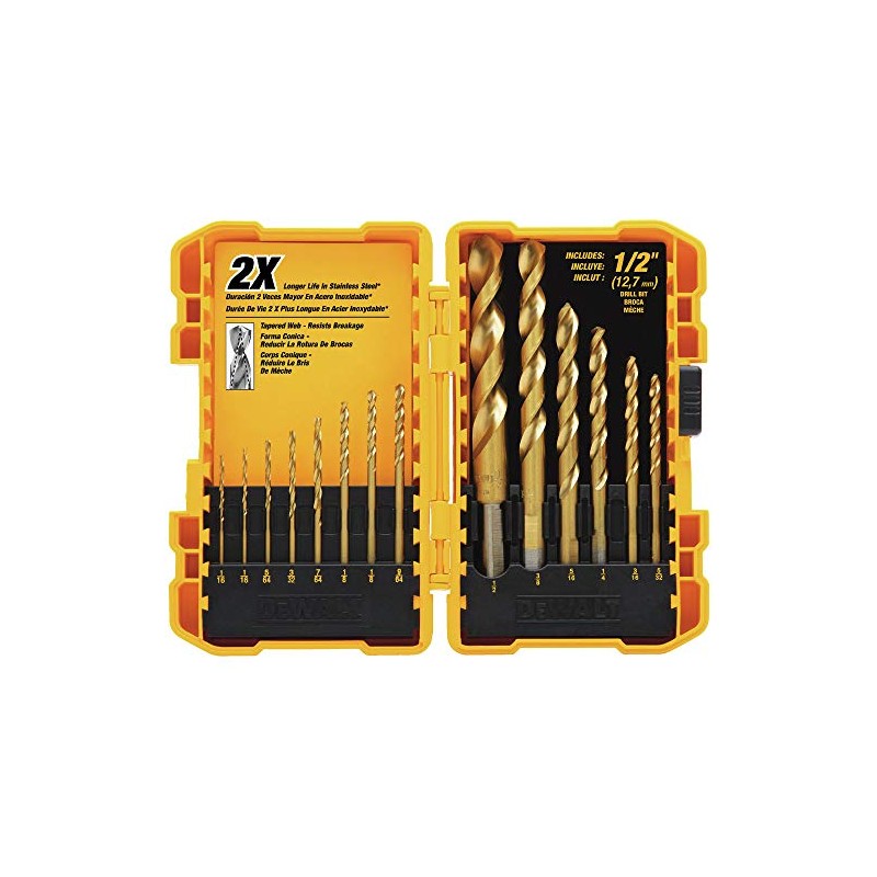 DEWALT DW1341 14-Piece Titanium Nitride Speed Tip Drill Bit Set