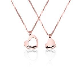 Goddaughter Necklace Godmother In Heart Matching Necklace Set Goddaughter Baptism Gift Religious Jewelry for Godmother (Rose Gold Set)