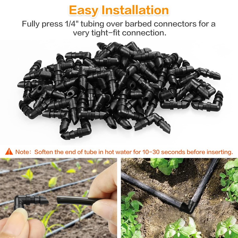 Gardrip Drip Irrigation Elbow Fittings：50 Pieces Barbed Elbow Irrigation Parts
