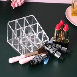 eKsdf 9 Sections Lipstick Lip Gloss Organiser, Transparent Acrylic Lipstick Holder, Cosmetics, Make-Up Storage for Bathroom, Dressing Table
