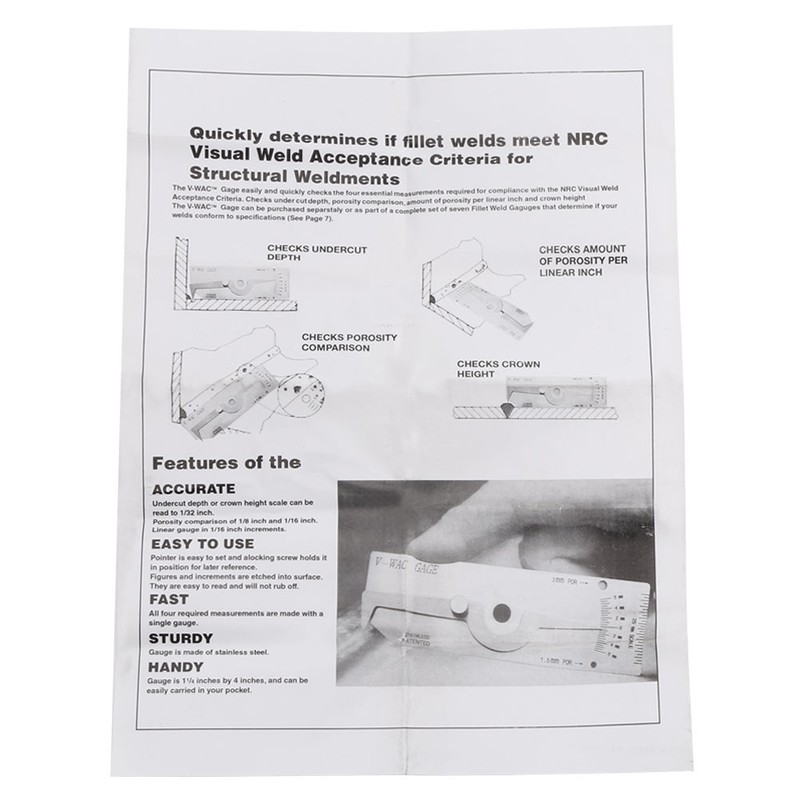 1pc Precision Stainless Steel Weld Gauge Undercut Depth Gage Measuring