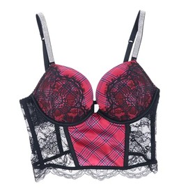 Victoria's Secret Bombshell Add 2 Cups Push Up Longline Bra (32C, Red Plaid)