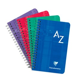 Clairefontaine - Ref 8589C - Wirebound Indexed Notebook (50 Sheets) - 7.5 x 12cm Size, Squared Ruling, 90gsm Brushed Vellum Paper, Laminated Card Cover - Assorted Colours (Pack of 10)