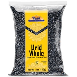 Rani Urid/Urad Whole Black (Matpe Beans with Skin) Indian Lentils 14oz (400g) ~ All Natural | Gluten Friendly | Non-GMO | Kosher | Vegan | Indian Origin