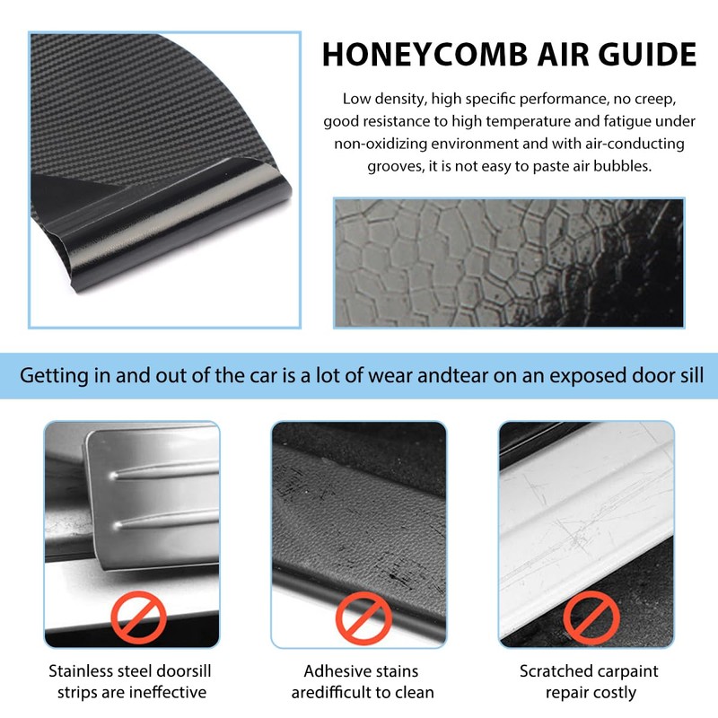 NYTKL 4 PCS Car Door Sill Protector, Carbon Fiber Auto