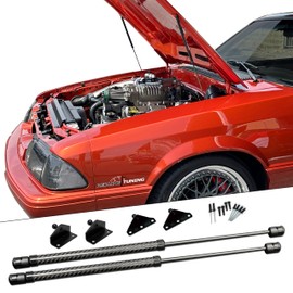 Redline Tuning 21-11012-04 Hood QuickLIFT Carbon System Compatible with Ford Mustang & Mercury Capri 1979-1998 (All Black Components & Carbon Fiber Struts)