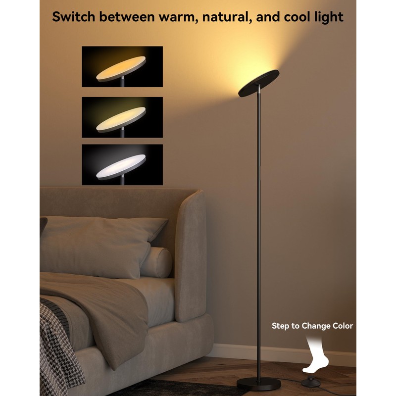 JOOFO LED Floor Lamp – Super Bright Torchiere with Remote