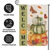Texupday Welcome Pumpkin Trio Leaves Decor Double Sided Vertical Burlap