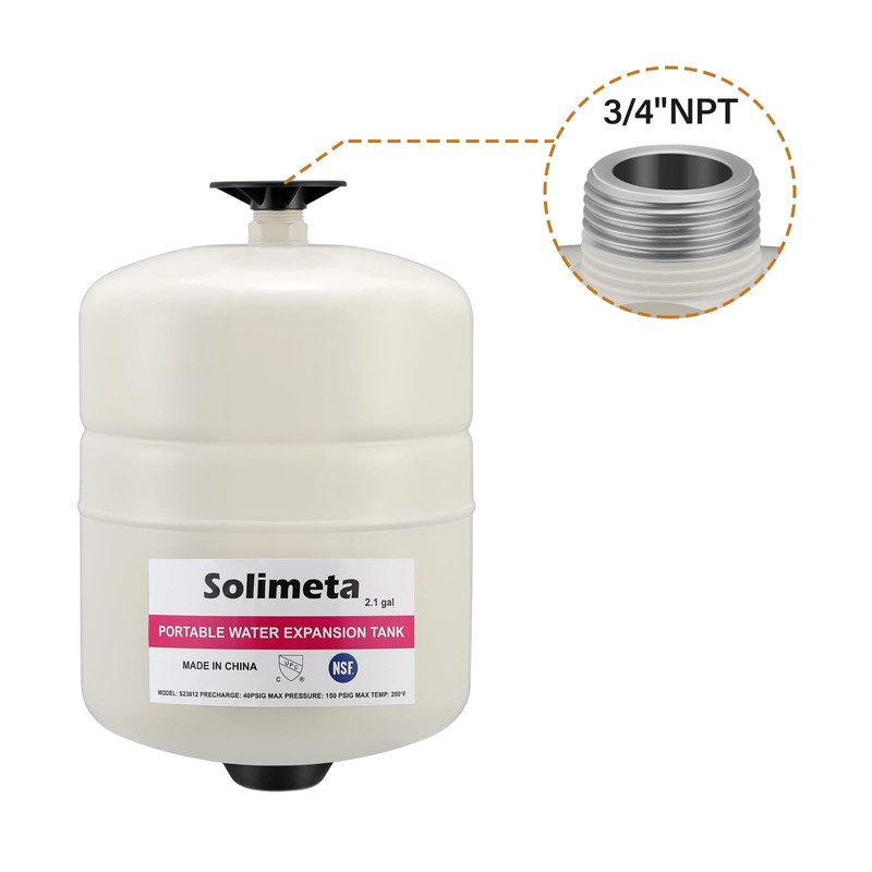 Solimeta 2.1 Gallon Potable Water Expansion Tank With Adjustable Wall