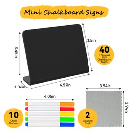 Pintuson 40 Pack Food Labels for Party Buffet - 4"x3" Mini Chalkboard Signs - Food Signs for Buffet - Catering Supplies Buffet Display for Food Display, Pastry Tags, Price Tags, Name Tags