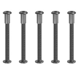 PATIKIL 5 Set Hex Chicago Screws, Metric Hex Drive Socket Cap 8 x 55 mm Bolts and 8 x 18 mm Nuts Binding Screw Posts for Scrapbook Leather Belt Album Furniture Repair, Black