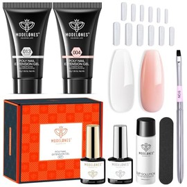 Modelones Kit de gel de uñas de poliéster de 30 ml, 2 unidades, con solución antideslizante, kit de iniciación profesional todo en uno para técnico de