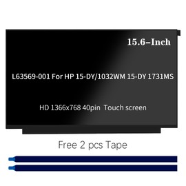 L63569-001 Touch + Digitizer LCD Screen Replacement for HP 15-DY1032WM 15-DY1731MS 15-DY1751MS 15-DY1771MS 15-DY1755CL, HD 1366x768 40pin LED Display