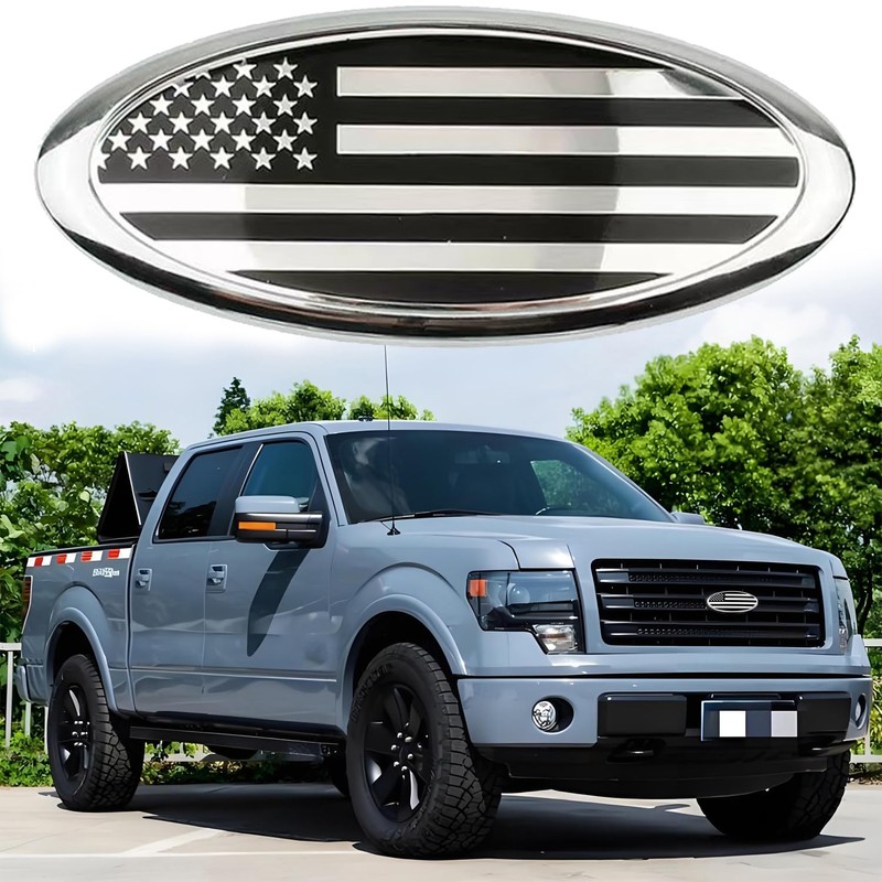7 Inch Front Grille Rear Tailgate American Flag Emblem Compatible
