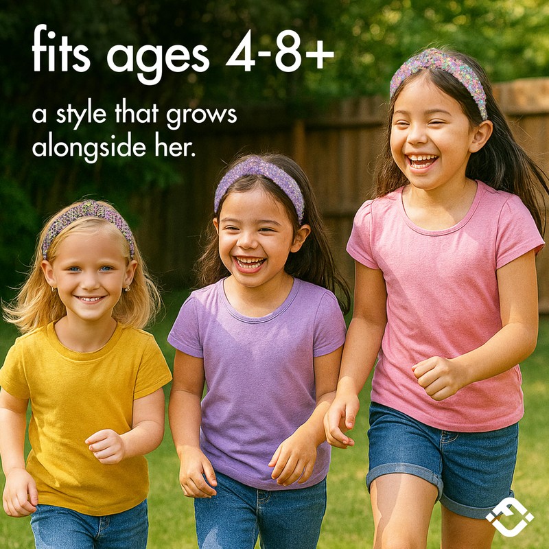 Funky Junque Sequin Knot Headbands for Girls Age 4-12 &