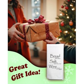 ThisWear Bread Salt Wine Housewarming Gift for Women Wonderful Life Quote Bread Salt Wine Decorative Kitchen Tea Towel White