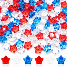 QEQEKAKA 60 PCS Vase Filler Acrylic Star Gems 4th of July Star Crystals Gems Decorations, for Memorial Day & Independence Day Decorations, Patriotic Party Red White and Blue Decorations