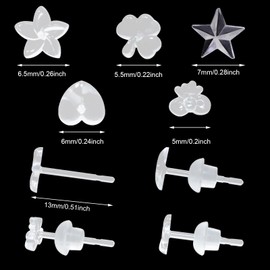 Honbay 25 Pairs Plastic Clear Earrings Invisible Earrings Hypoallergenic Earring Posts with Soft Rubber Backs for Sports Work and Sensitive Ears (5 Styles)