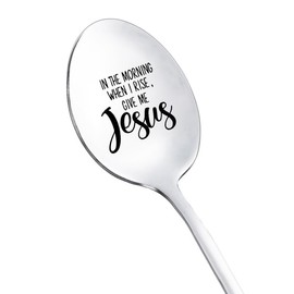 Christian Gifts Spoons for Women Men in The Morning When i Rise Give Me Jesus Spoon Gifts for Coffee Tea Lovers Gift Grandma Friends Religious Faith Gift Jesus Lover Spoons