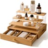Bamboo Perfume Organizer with Drawer, 3 Tier Makeup Display for