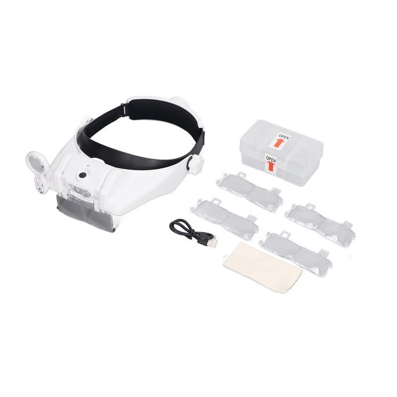 Head Magnifier Rechargeable Magnifying Glasses LED with 4pcs Eyeglass for
