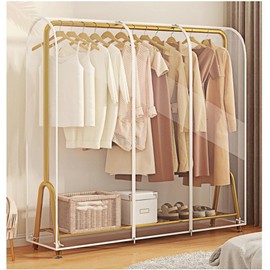 Voyboced Clear Garment Rack Cover, Transparent Clothes Rack Cover with 2 Smooth Zipper, Dustproof and Waterproof Clothing Protector (71"L x 20"W x 59"H)