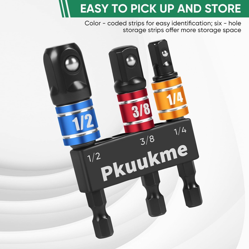 Pkuukme 3PCS Impact Socket Adapter Set - 1/4", 3/8", 1/2"