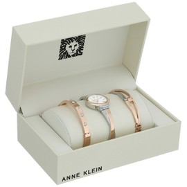 Anne Klein Women's Premium Crystal Accented Bangle Watch Set, AK/2245