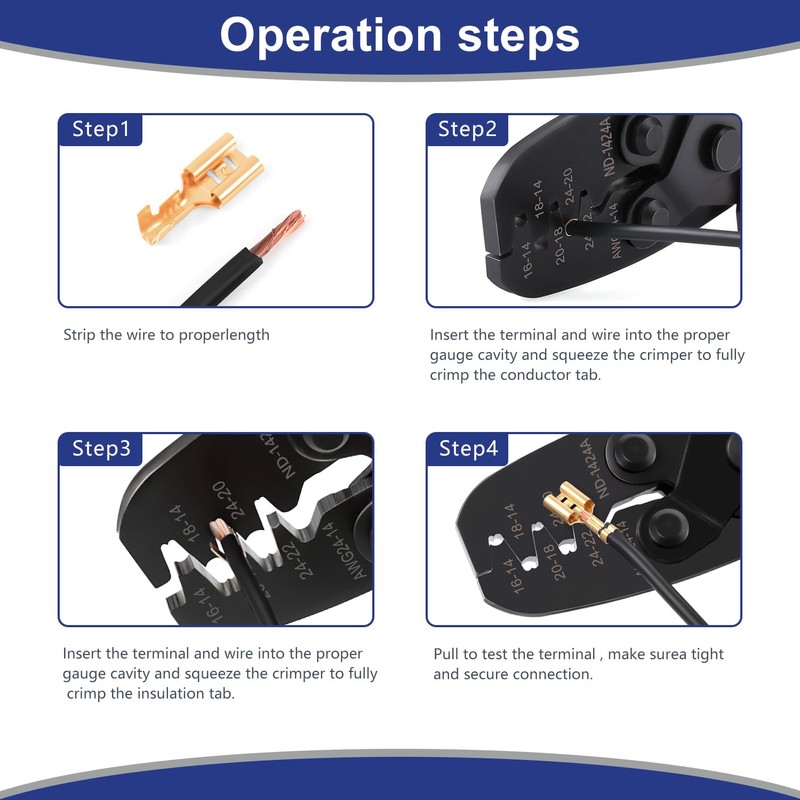 Newdeli Molex Crimper 24-14 AWG Non-Insulated Open Barrel Crimping Tool