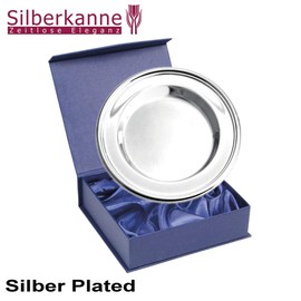 SILBERKANNE Glass Plate Glass Coaster Classic D 11 cm Premium Silver Plated Elegant Silver-Plated in Top Workmanship