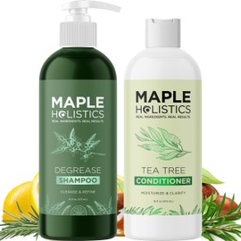 Shampoo and Conditioner for Oily Hair and Scalp - Sulfate and Paraben Free Shampoo and Conditioner Set for Oily Hair with Deep Cleansing Tea Tree Oil - Vegan Color Safe & Cruelty Free (16 Fl Oz)