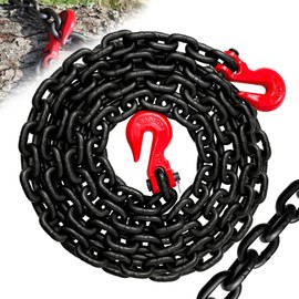 SENKEYFE G80 Safety Binder Chain 3/8"×20 FT,Wll 7100 lbs Working Load Limit Heavy Duty Chain for Transporting,Lifting Tow Chain with Clevis Grab Hooks,Trailer Log Chocker Accessories (Oiled Black)