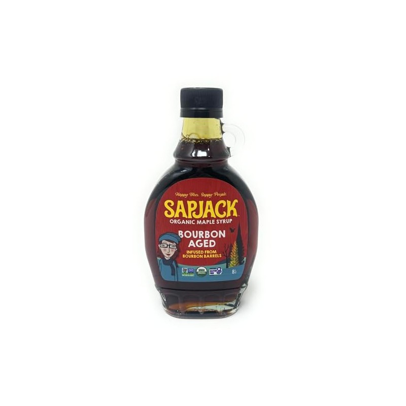Sapjack Organic Bourbon Aged Maple Syrup 8oz - 1 glass