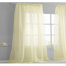 Roseley Slot Top Voile Curtain 1 Panel Mesh See Through Living Room Patio Door Drape Nursery Sheer Organza Net Curtain [Cream, W:58'' x D:54'']