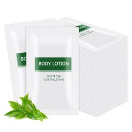 HQSLsund 30 pack Travel Size Body Lotion Bulk Individually Wrapped - Refreshing Mini Lotion Single Use Supplies for Homeless Care Hotel Guests, White Tea Scent,0.35 fl oz/10ml