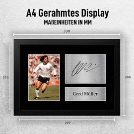 HWC Trading A4 FR Gerd Müller Germany Gifts Printed Autographs Picture for Fans and Supporters - A4 Framed