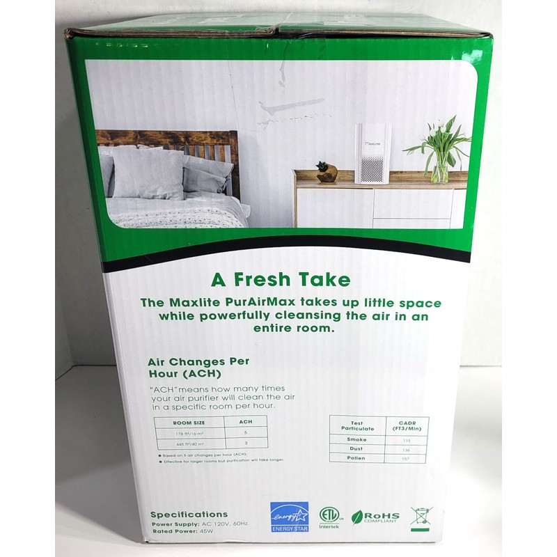 Maxlite AP215SF2, PurAirMax TableTop Air Purifier 445 sq ft. Brand
